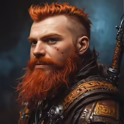 this is a man with a red beard and spiked up hair