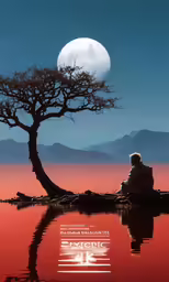 the movie poster is shown with a man sitting on a tree