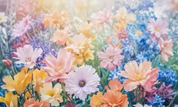a colorful floral scene is featured here in this photo