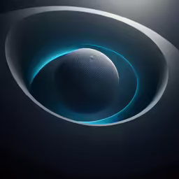 an abstract white and blue background with a large circular object