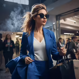 a woman wearing sunglasses and carrying a bag