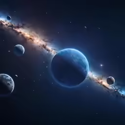 a space station scene with planets and a sky full of stars