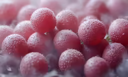 bunches of red raspberries covered in raindrops