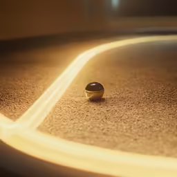 a snail laying on the ground while its light is streaming