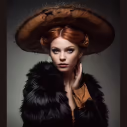 a beautiful woman in a fur hat