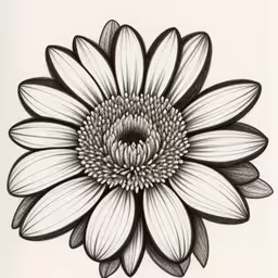 a black and white flower drawn in pencil,a drawing of a flower with lines on it