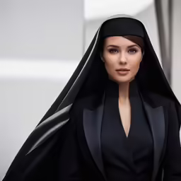 a beautiful woman wearing a black nun outfit