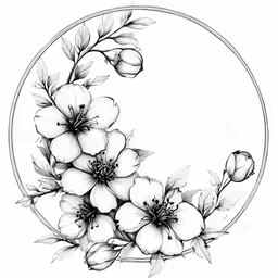 a drawing of flowers inside a circle