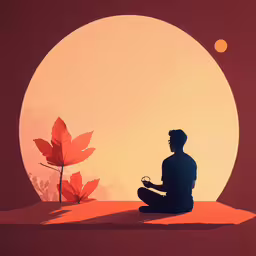 a man sitting in the middle of a desert with a tree,a person sitting on a ground with their feet crossed