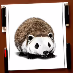 an illustrated image of a panda bear resting down