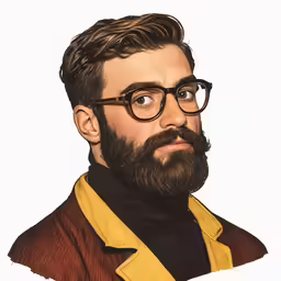 a male wearing glasses and a beard