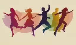 two women and a man running through the air