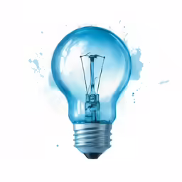 a bulb that has water inside and blue paint on it