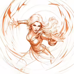 an artistic drawing of the woman with white hair
