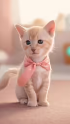 a kitten that is wearing a pink bow tie