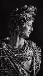 a black and white photograph of a woman with chains in her hair