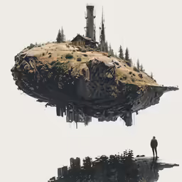 a man standing on the edge of a small island