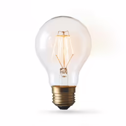 a clear light bulb in a dim lit room