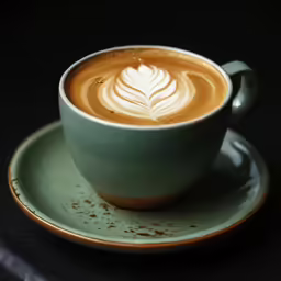 this is a cup and saucer with latte art
