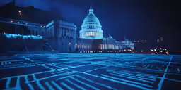 the capital building in washington dc lit up at night