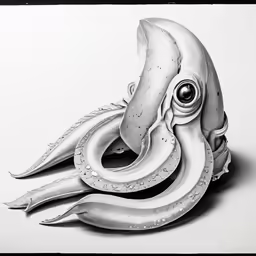 a black and white drawing of an octopus