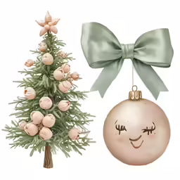a christmas ornament with pink roses and a green bow hanging from it