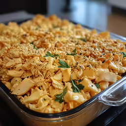 a tray filled with lots of food covered in herbs