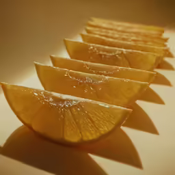 several orange slices are cut into thin slices