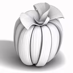 a white, striped sculpture of a flower