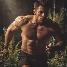 a man in the middle of a forest posing for a photo