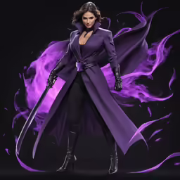 an action figure is shown wearing purple armor