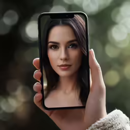 woman taking photograph with selfie cell phone