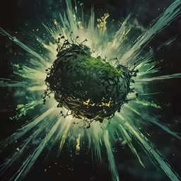 the image shows a very strange green object