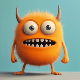 a cartoon monster with long horns and big eyes