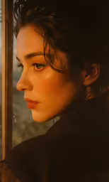 an image of a beautiful woman looking out of the window