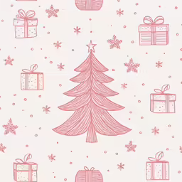 christmas tree wallpaper with gifts in pink