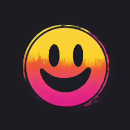 a smiling face with the sun setting in front of it
