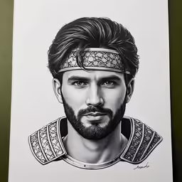 a drawing of the actor in a helmet and clothes