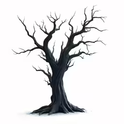 a bare tree that is in the snow