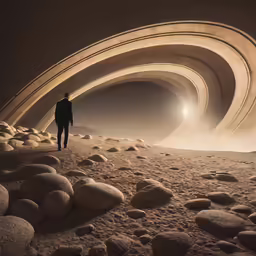 an image of a man walking into an object