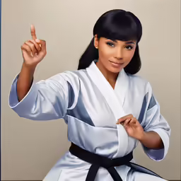 a young black woman poses in a kimono