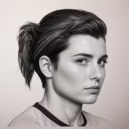 a woman with a ponytail and very long hair