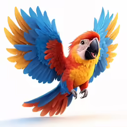 the brightly colored parrot is standing up in the air