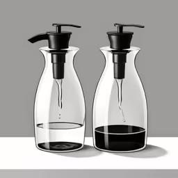 a carafe is standing next to an empty carafe