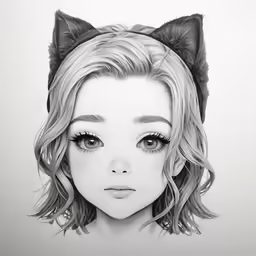 a drawing of a cat - girl wearing a black and white headband