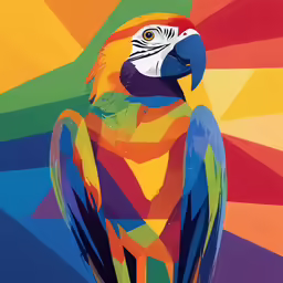 a brightly colored parrot standing on top of a table