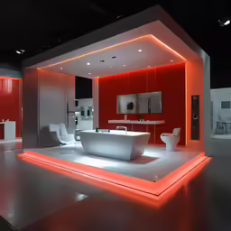 the bright lighting on a wall reflects the space in the room