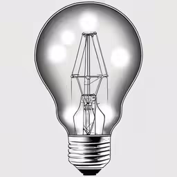 a drawing of an illuminated light bulb