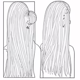 two long hair and one short hair line drawing