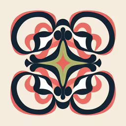 a pattern in the middle of a painting with different colored accents